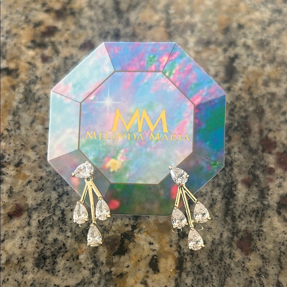Melinda Maria Gold Earrings with Crystal Accents